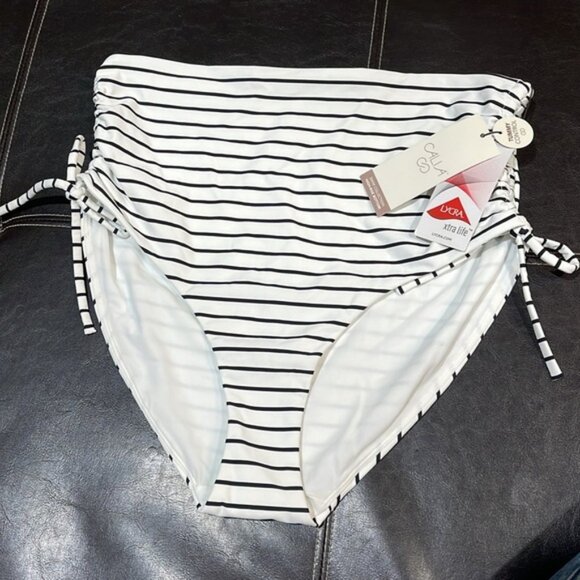 CALIA Women's High Waisted Ruched Side Tie Swim Bottoms - Picture 3 of 7